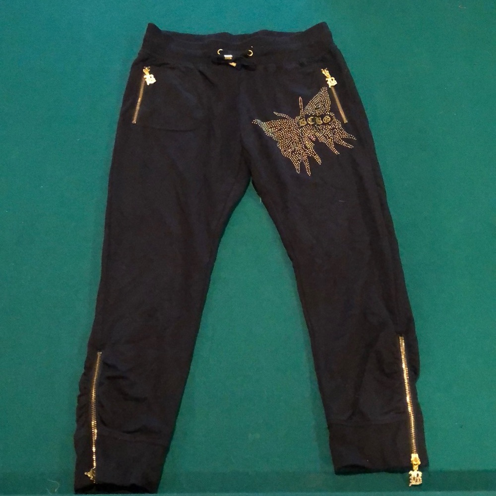 BCBG black drawstring sweat pant capris S